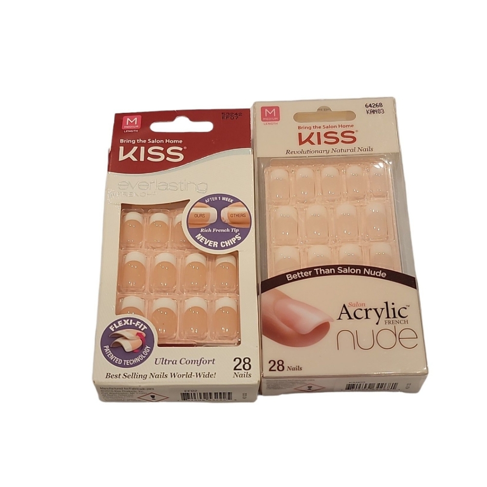 NIB KISS Salon Acrylic Nails French Nude Medium